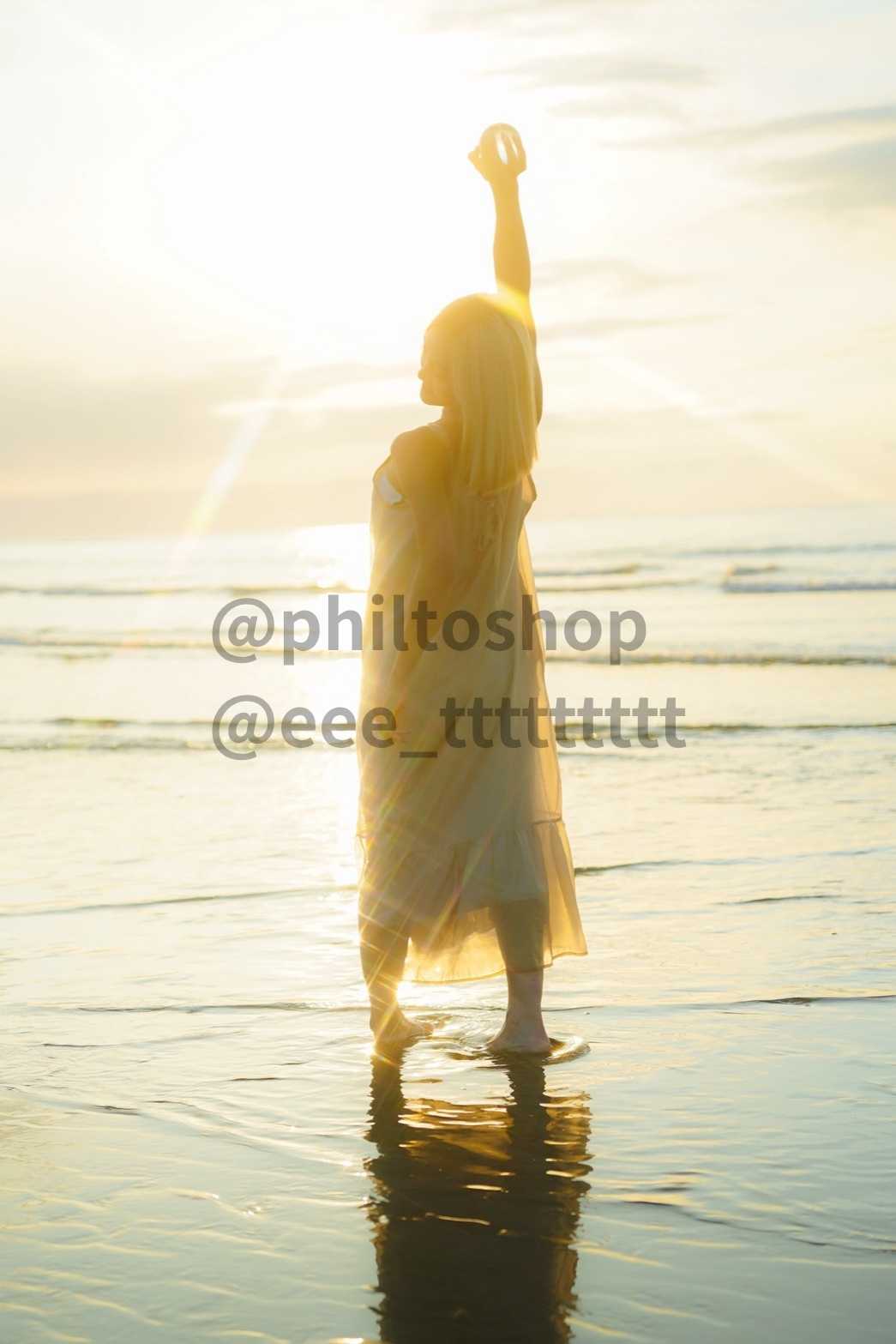 Philtoshp人像攝影作品-海邊夕陽下最自由的舞者