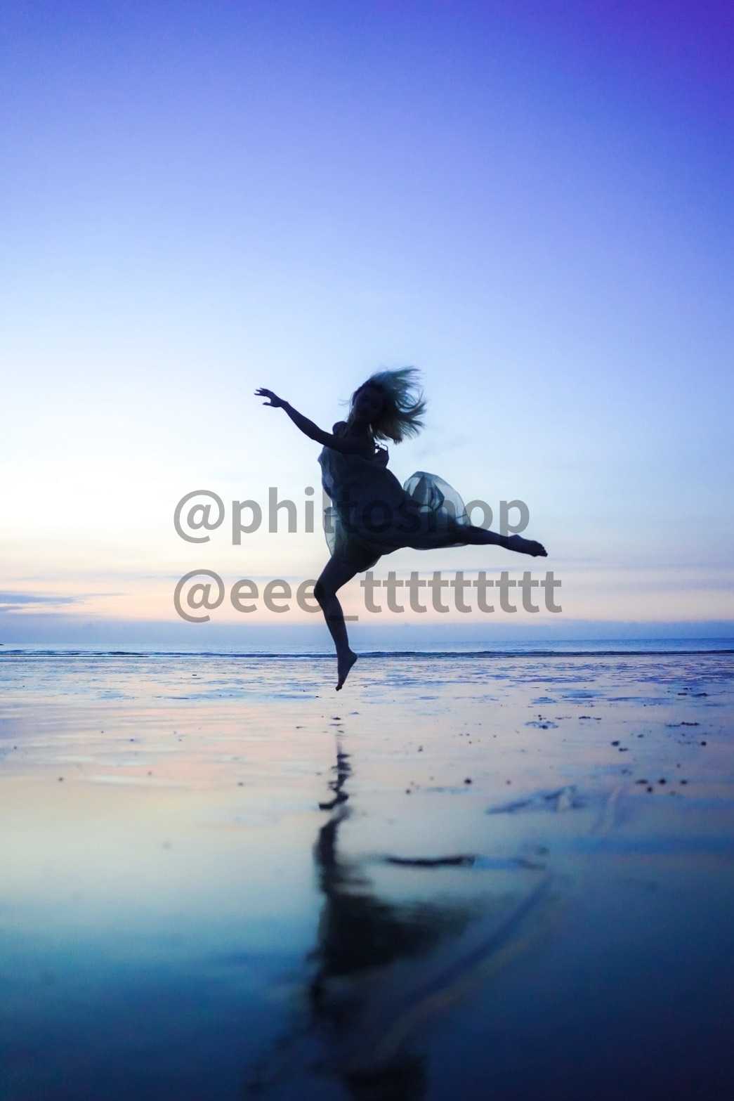 Philtoshp人像攝影作品-海邊夕陽下最自由的舞者
