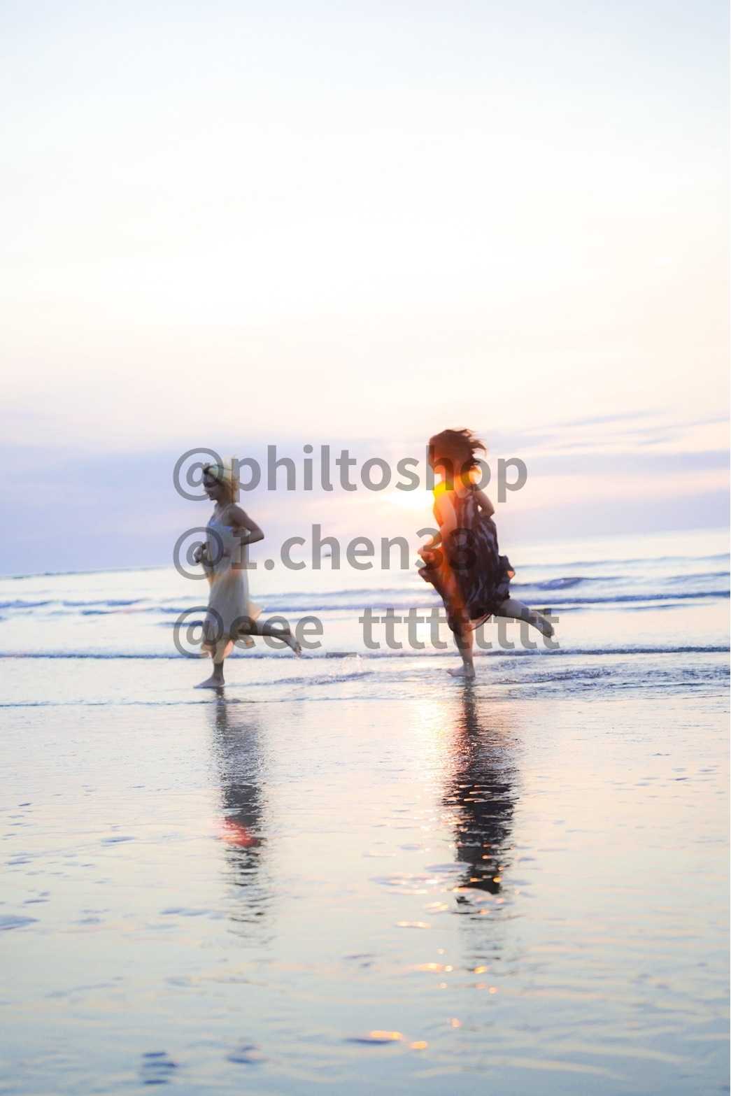 Philtoshp人像攝影作品-海邊夕陽下最自由的舞者